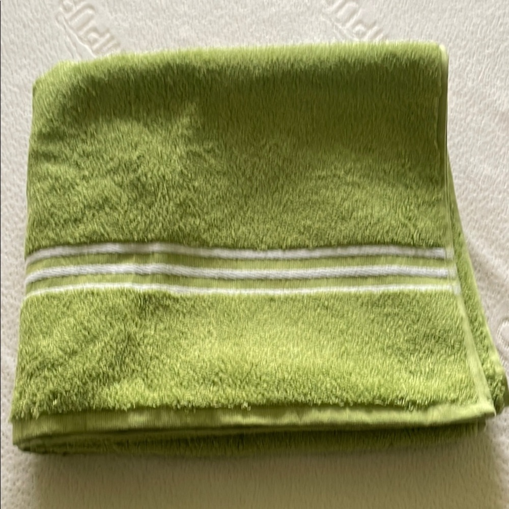 Green Towel with White Stripes